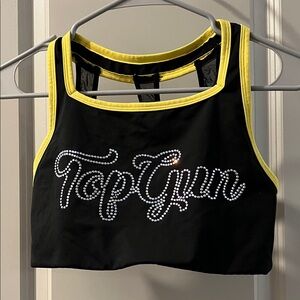 Top Gun Black and Yellow Crop Top
